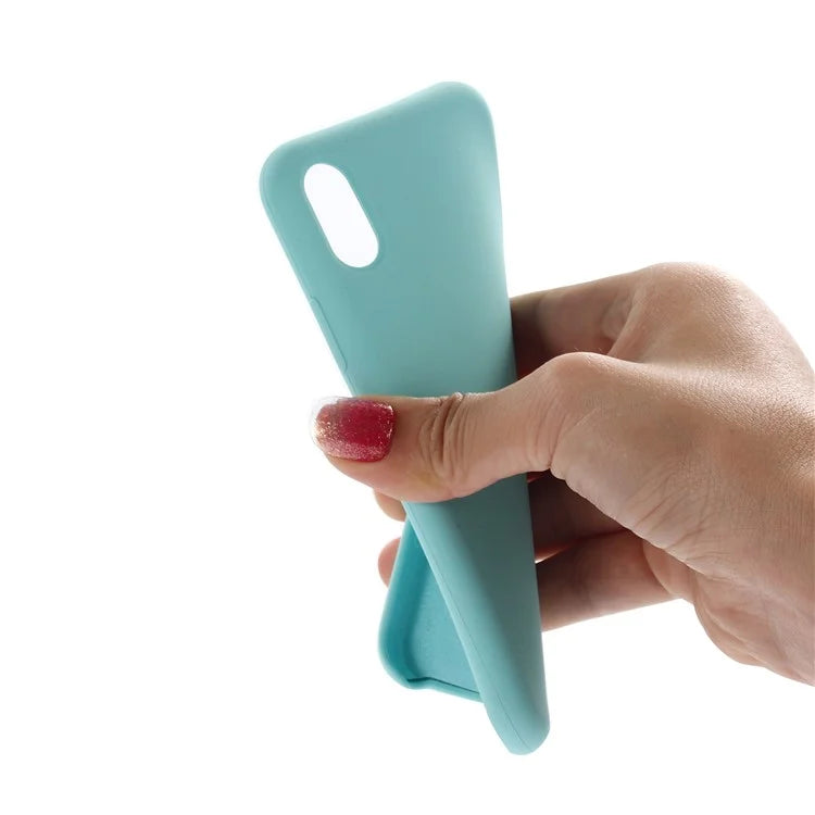 Edge Wrapped Liquid Silicone Cell Phone Shell for iPhone XR 6.1 inch - Cyan