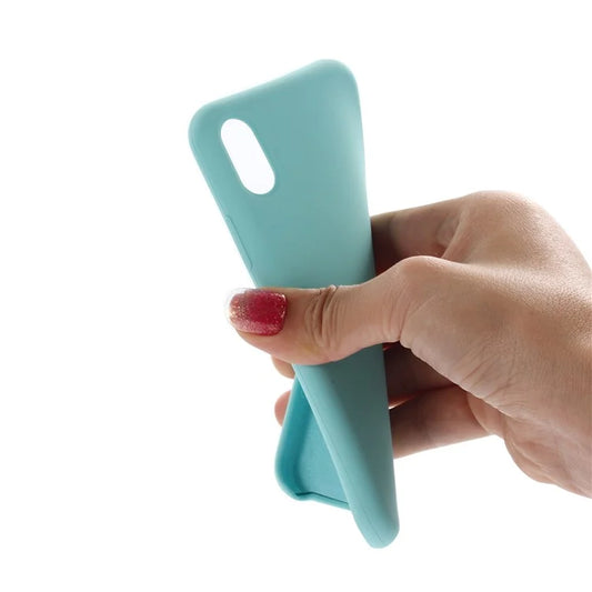 Edge Wrapped Liquid Silicone Cell Phone Shell for iPhone XR 6.1 inch - Cyan