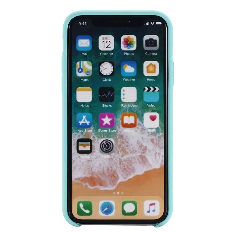 Edge Wrapped Liquid Silicone Cell Phone Shell for iPhone XR 6.1 inch - Cyan
