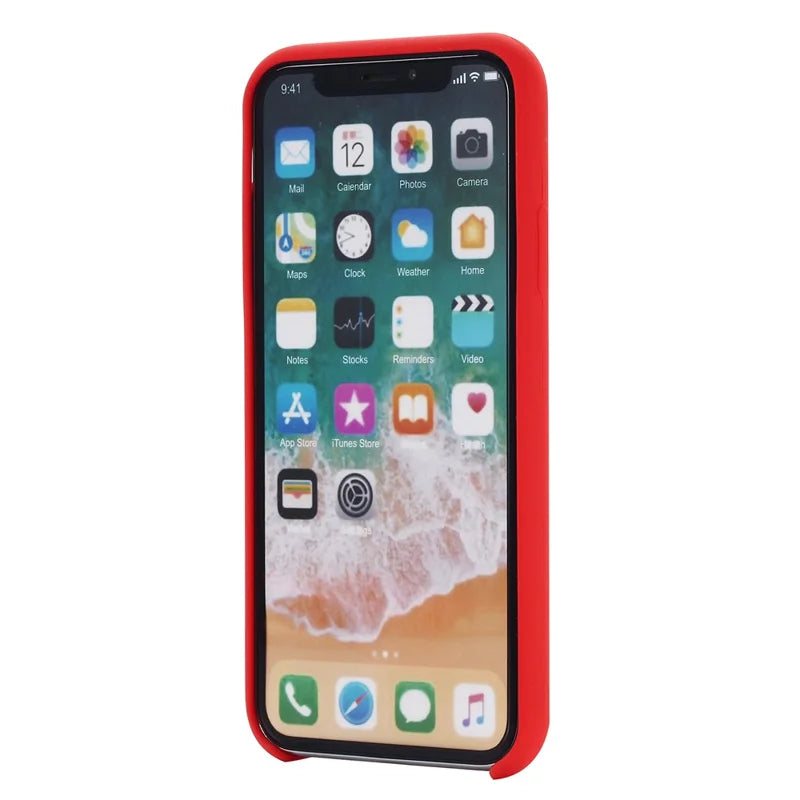 For iPhone XS 5.8 inch Good Protection Anti-scratch Edge Wrapped Liquid Silicone Case Soft Smartphone Cover Shell - Red