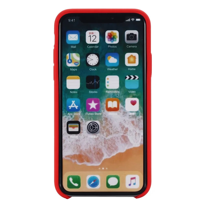 For iPhone XS 5.8 inch Good Protection Anti-scratch Edge Wrapped Liquid Silicone Case Soft Smartphone Cover Shell - Red