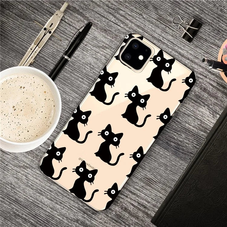 Cute Pattern Printing Flexi TPU Phone Shell for iPhone 11 6.1 inch (2019) - Black Cats