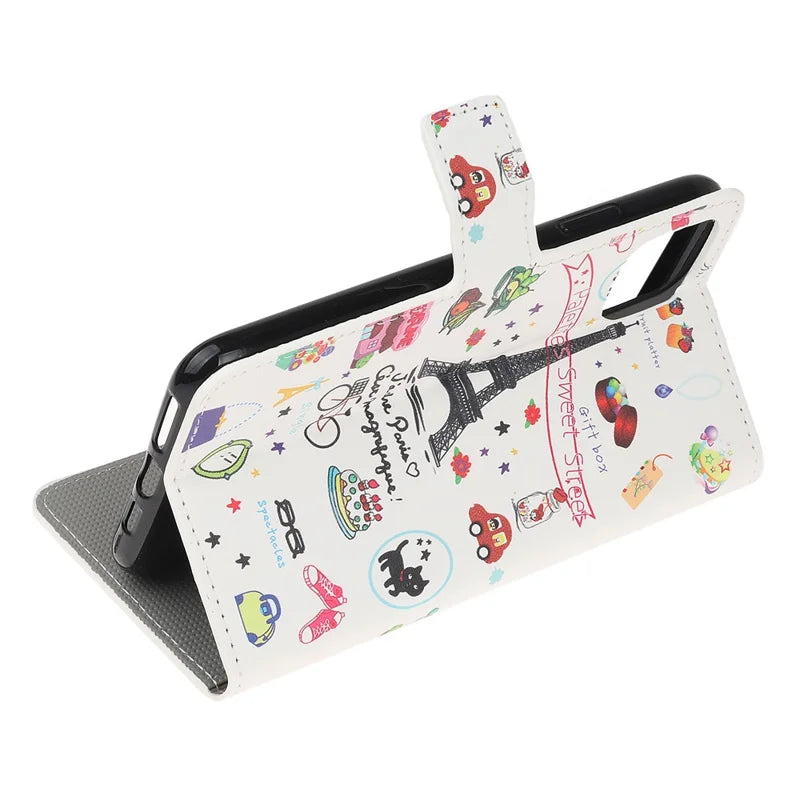 iPhone 11 Læder Wallet Flip Cover Stand 2019 Eiffel Tower
