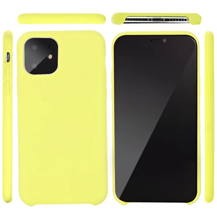 Anti-scratch Soft Liquid Silicone Phone Shell Mobile Phone Bag Case for iPhone 11 6.1 inch (2019) - Yellow