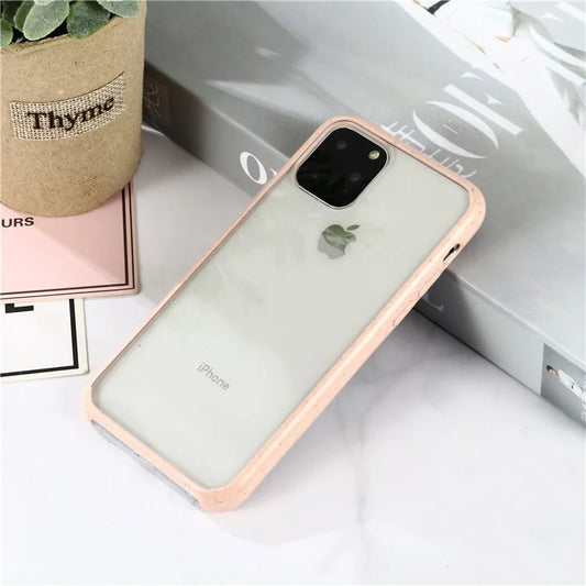 iPhone 11 Pro Eco-Friendly Cover. Klar med Lyserød ramme