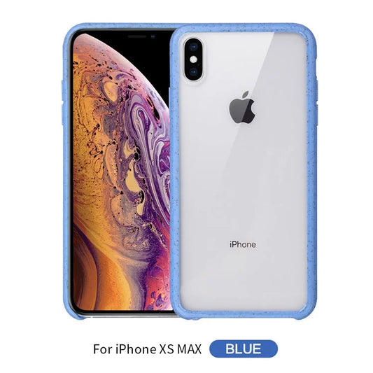 iPhone XS Max Eco-Friendly Cover. Klar med Blå ramme
