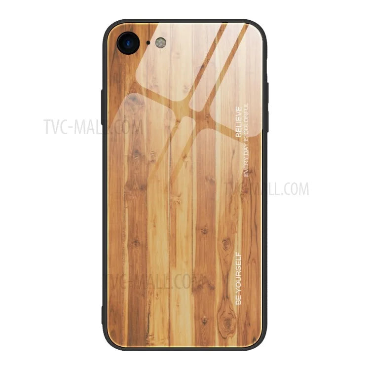 iPhone 7/8/SE2020 Cover Glas/TPU Lys trælook
