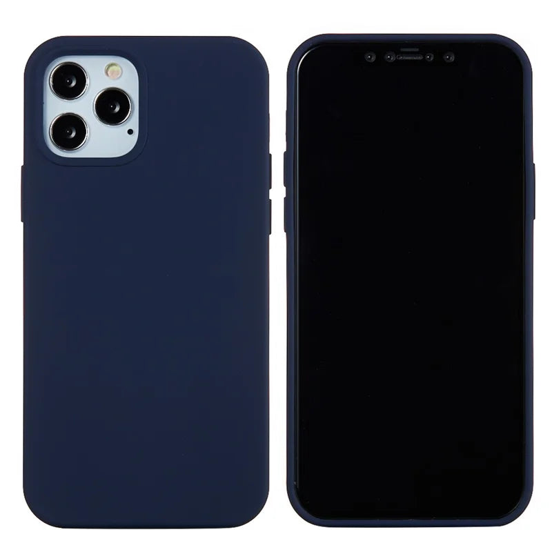 For iPhone 12 Pro Max 6.7 inch Liquid Silicone Soft Cell Phone Cover Smartphone Case - Navy Blue