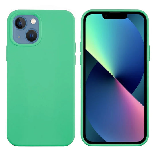 Well-Protected Anti-scratch Liquid Silicone Phone Back Case Phone Cover for iPhone 13 6.1 inch - Green