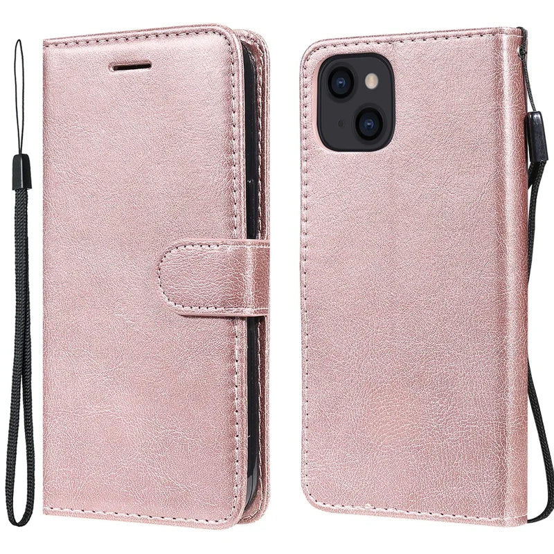 iPhone 13 flipcover RoseGold KT læder