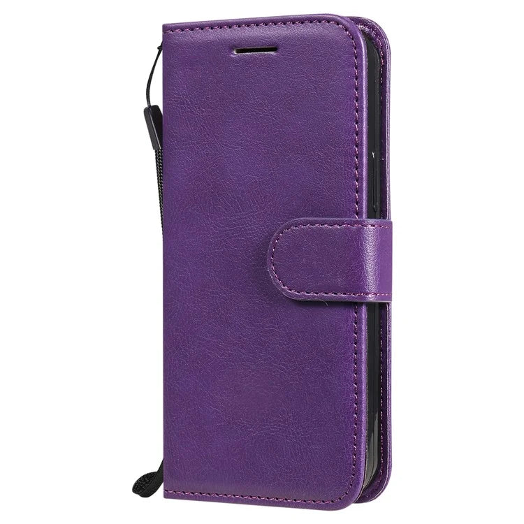 KT Leather Series-2 TPU and PU Leather Texture Full Protection Wallet Stand Phone Case for iPhone 13 mini 5.4 inch - Purple
