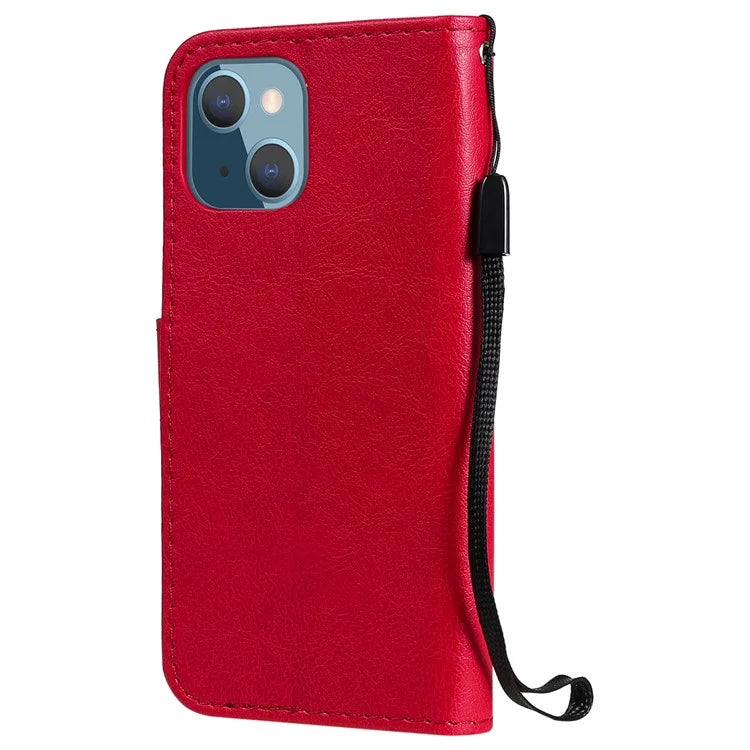 iPhone 13 Mini TPU Wallet Flip Cover Stand Series 2 and Texture Full Protection – Rød