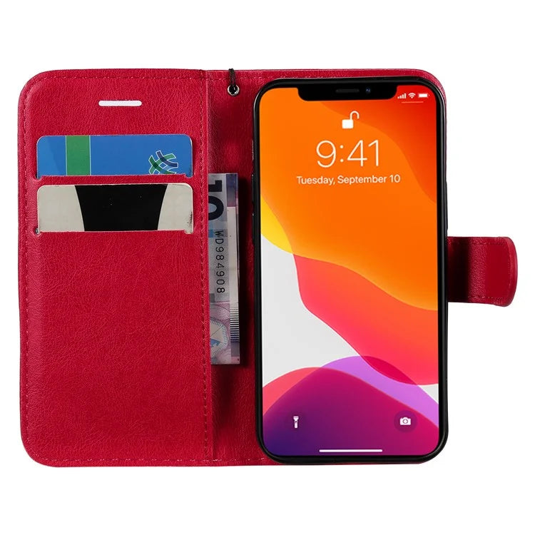 iPhone 13 Mini TPU Wallet Flip Cover Stand Series 2 and Texture Full Protection – Rød