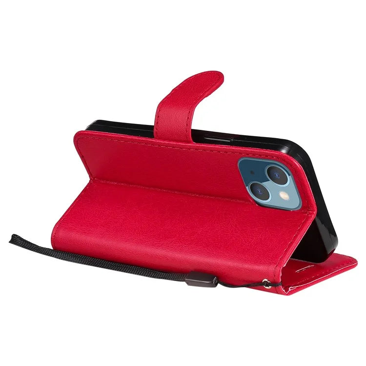 iPhone 13 Mini TPU Wallet Flip Cover Stand Series 2 and Texture Full Protection – Rød