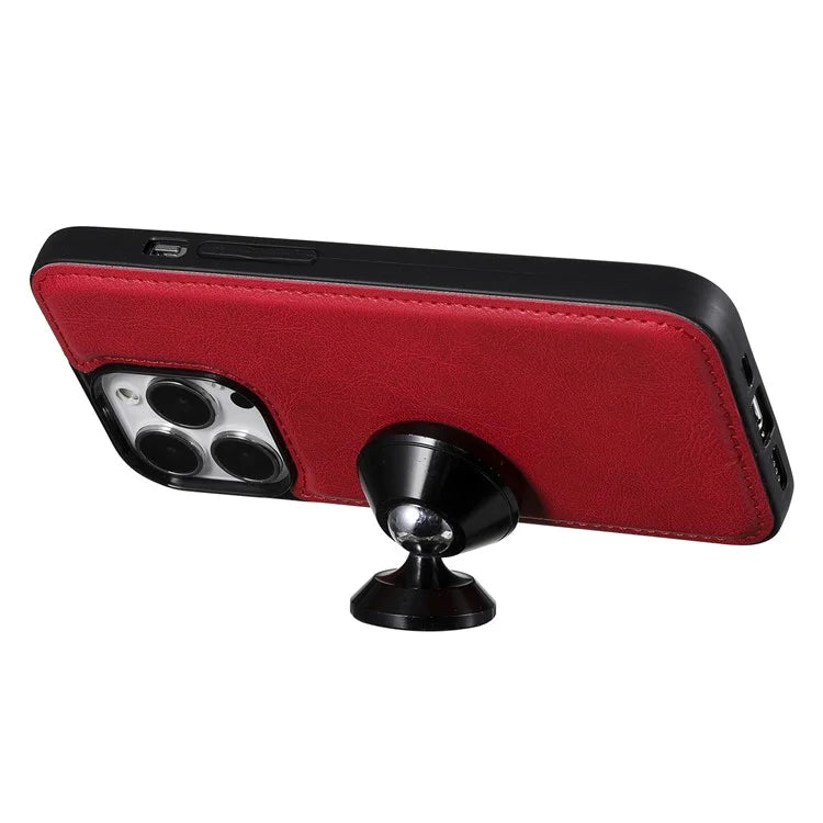 KT Leather Series-3 Detachable 2-in-1 Wallet Shockproof Magnetic Design Stand Leather Case for iPhone 13 Pro Max 6.7 inch - Red