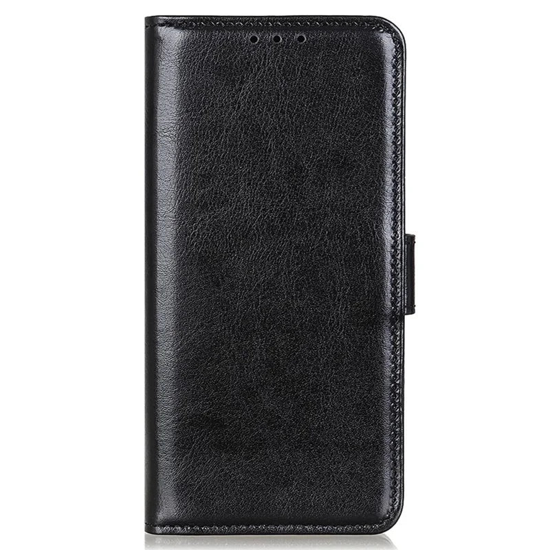 For iPhone 14 Plus 6.7 inch Crazy Horse Texture Phone Case Shockproof Stand Cover PU Leather Wallet Ant-drop Magnetic Protective Shell - Black