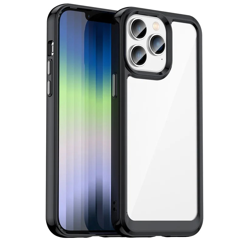 For iPhone 14 Pro Max 6.7 inch Brush Texture Anti-fingerprint TPU+Acrylic Anti-fall Protective Phone Case Cover - Black