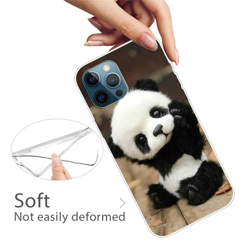 IMD Pattern Printed Case for iPhone 14 Pro Max 6.7 inch Scratch Resistant Soft TPU Phone Protector Shockproof Phone Cover - Panda