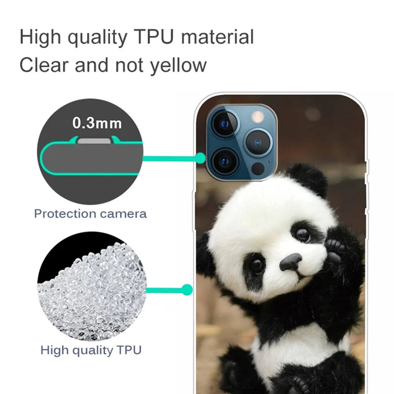 IMD Pattern Printed Case for iPhone 14 Pro Max 6.7 inch Scratch Resistant Soft TPU Phone Protector Shockproof Phone Cover - Panda