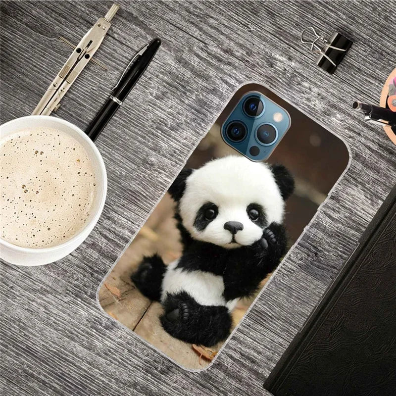 IMD Pattern Printed Case for iPhone 14 Pro Max 6.7 inch Scratch Resistant Soft TPU Phone Protector Shockproof Phone Cover - Panda