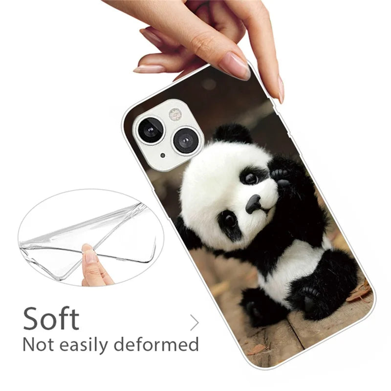 IMD Pattern Printing Ultra Slim Case for iPhone 14 6.1 inch, Drop-proof Soft TPU Phone Cover - Panda