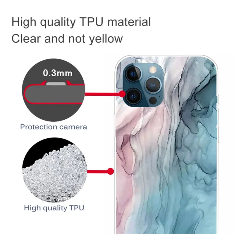 For iPhone 14 Pro Max 6.7 inch Marble Design Abstract Pattern IMD Case Soft TPU Skin High Impact Phone Cover - Style B