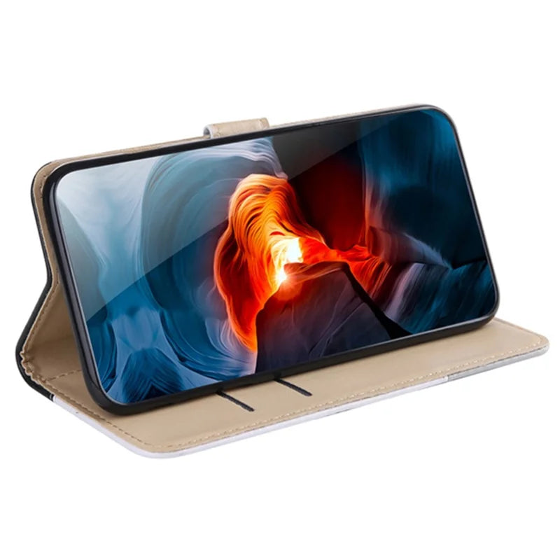 For iPhone 14 Pro Max 6.7 inch Three-color Splicing Leather Case Stand Wallet Folio Flip Phone Cover - Purple/Pink/White