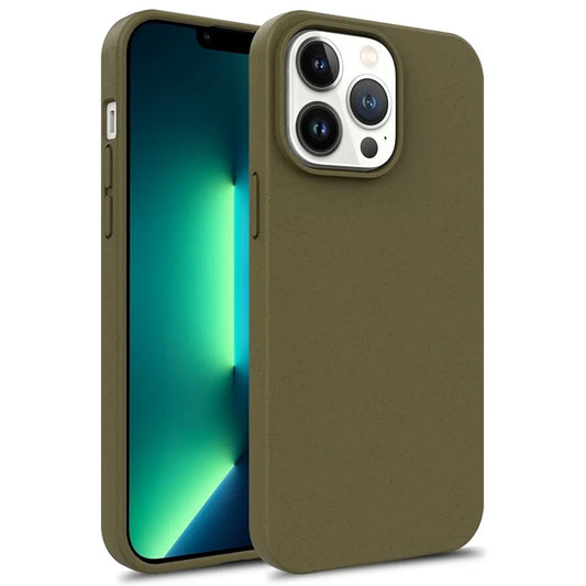 For iPhone 14 Pro Max 6.7 inch Starry Sky Series Eco Phone Case Biodegradable Wheat Straw+TPU Protective Matte Shell - Blackish Green