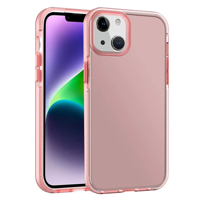 iPhone 14 TPU Cover Soft Colored TPE Frame Scratch Resistant Non Yellowing Anti Slip – Transparent/Pink