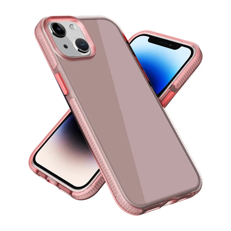 iPhone 14 TPU Cover Soft Colored TPE Frame Scratch Resistant Non Yellowing Anti Slip – Transparent/Pink