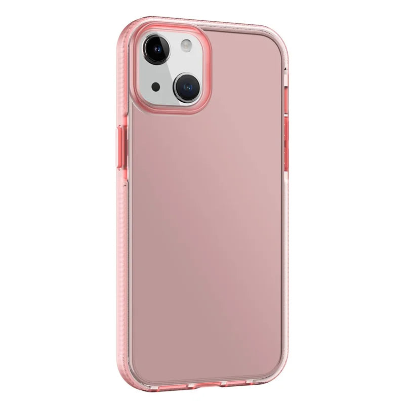iPhone 14 TPU Cover Soft Colored TPE Frame Scratch Resistant Non Yellowing Anti Slip – Transparent/Pink
