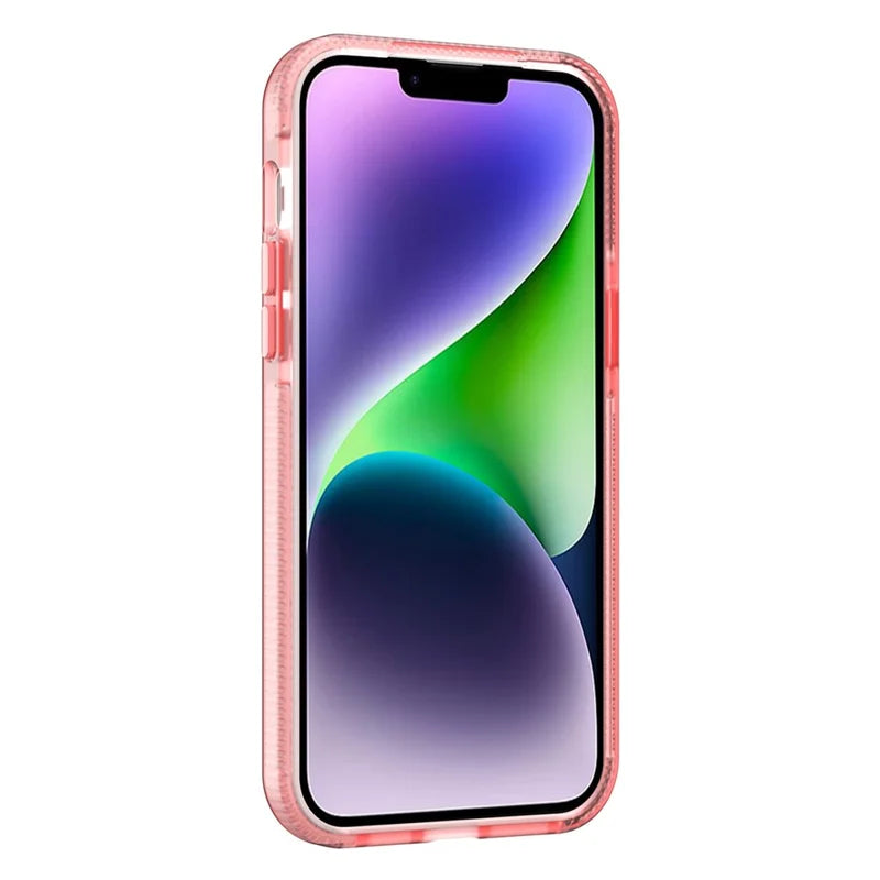 iPhone 14 TPU Cover Soft Colored TPE Frame Scratch Resistant Non Yellowing Anti Slip – Transparent/Pink