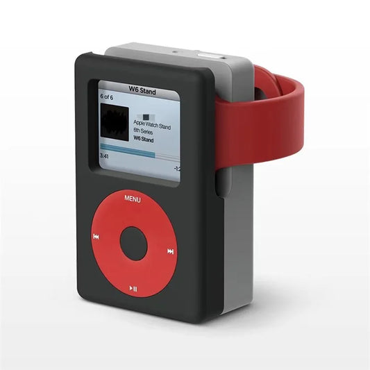 Smartwatch Stand for Apple Watch Series1/2/3/4/5/6 Desktop Stand MP3 Silicone Charging Base - Black / Red