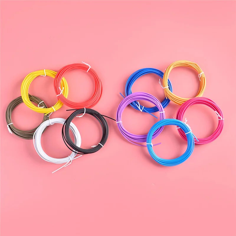 10 Rolls Various Color Kids 3D Printing Materials 5m 1.75mm Diameter Low Temperature PCL Filament for 3D Printing Pen - Random Color