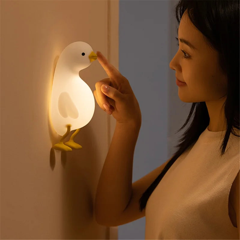 Bedroom Decorative Silicone Squishy Duck Lamp Rechargeable Children LED Night Light (with Voice Function)