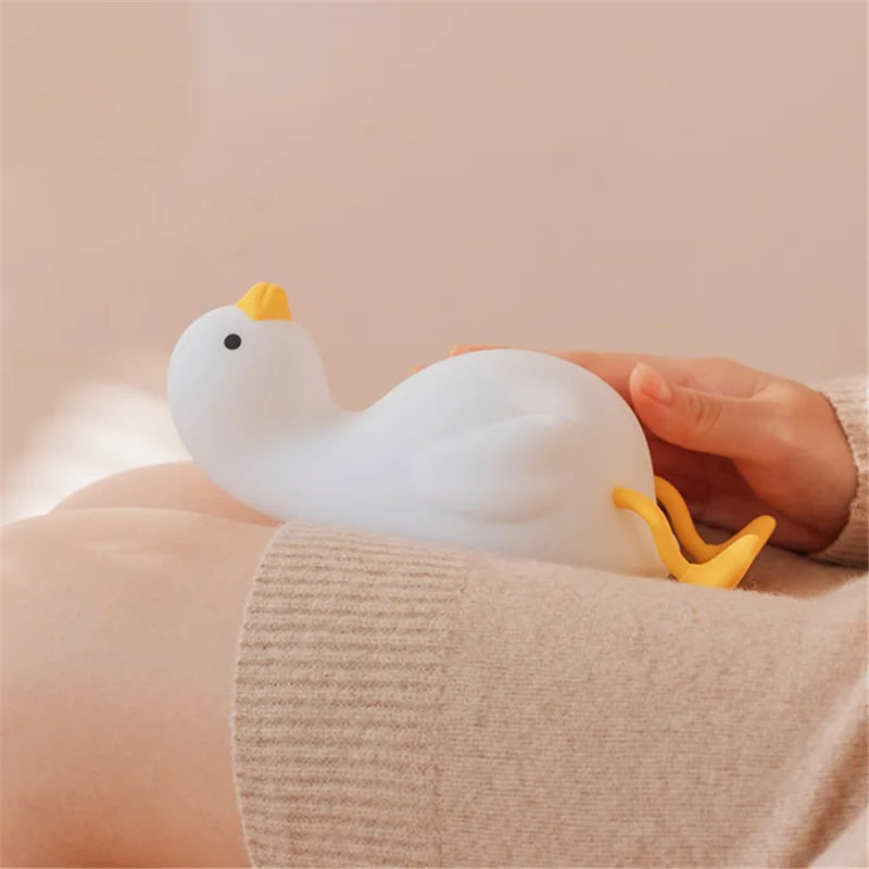 Bedroom Decorative Silicone Squishy Duck Lamp Rechargeable Children LED Night Light (with Voice Function)