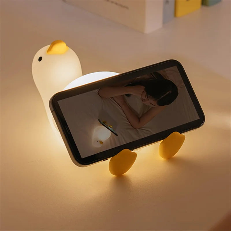 Bedroom Decorative Silicone Squishy Duck Lamp Rechargeable Children LED Night Light (with Voice Function)