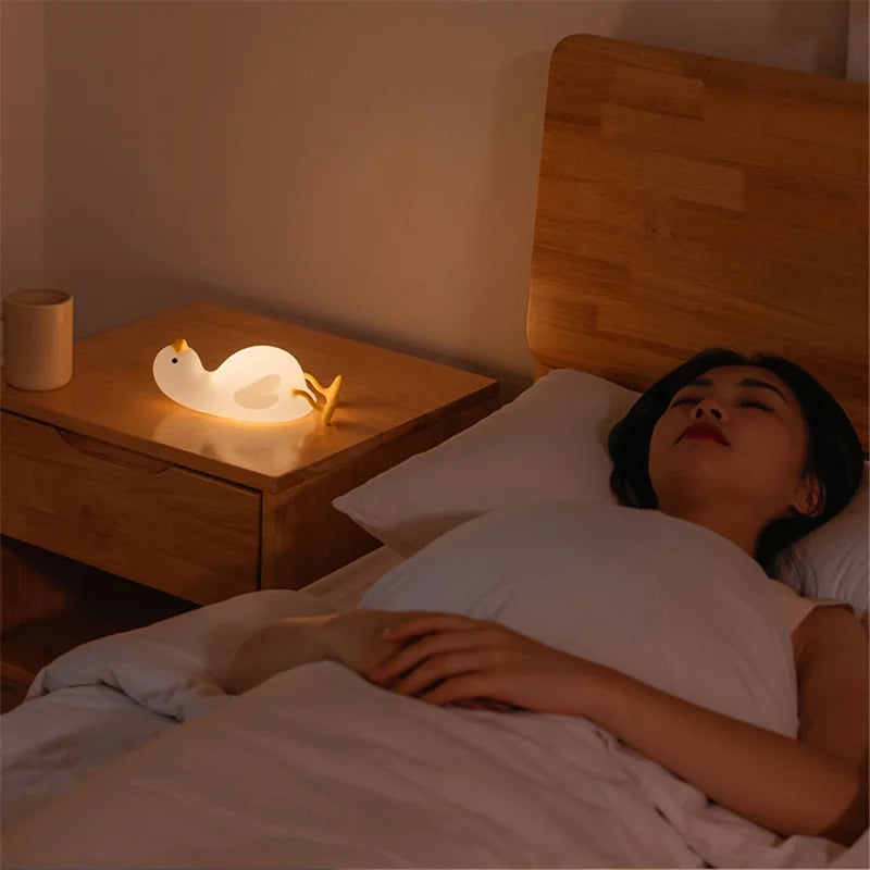 Bedroom Decorative Silicone Squishy Duck Lamp Rechargeable Children LED Night Light (with Voice Function)