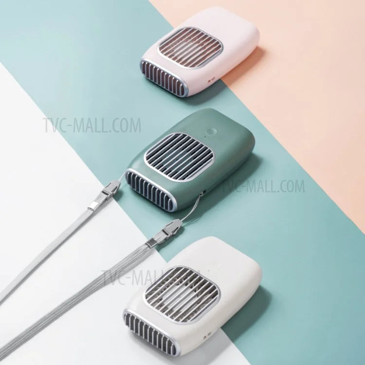 D302 Mini Portable Neck Hanging Fan USB Rechargeable Cooling Fans 3 Speeds Adjustable Air Cooler - Green