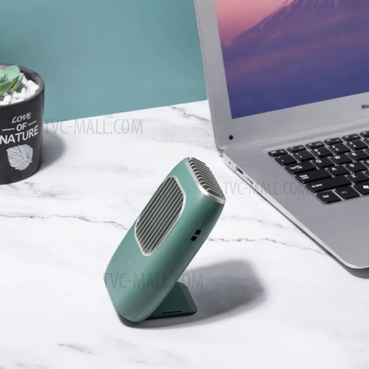D302 Mini Portable Neck Hanging Fan USB Rechargeable Cooling Fans 3 Speeds Adjustable Air Cooler - Green