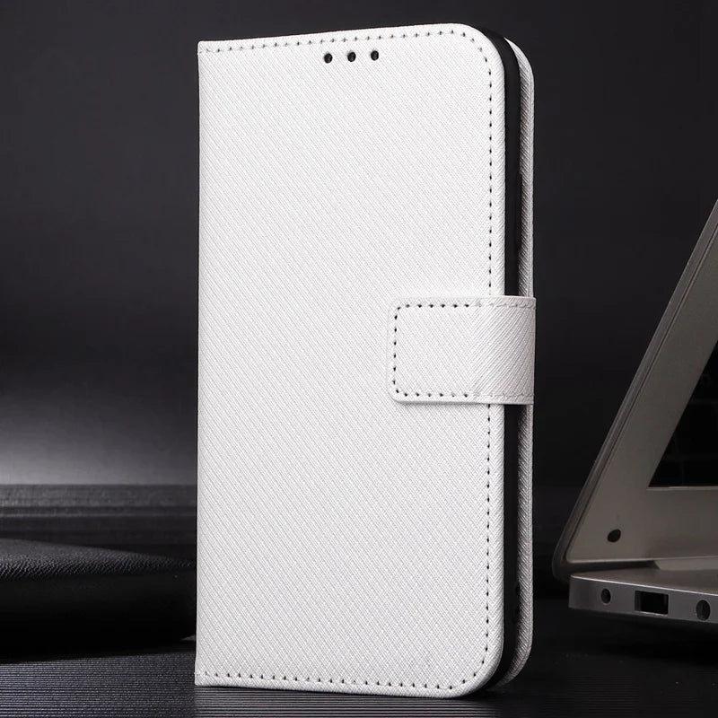 For iPhone 14 Pro Max 6.7 inch Diamond Texture Stand Wallet Leather Case Shockproof Phone Cover with Magnetic Clasp - White