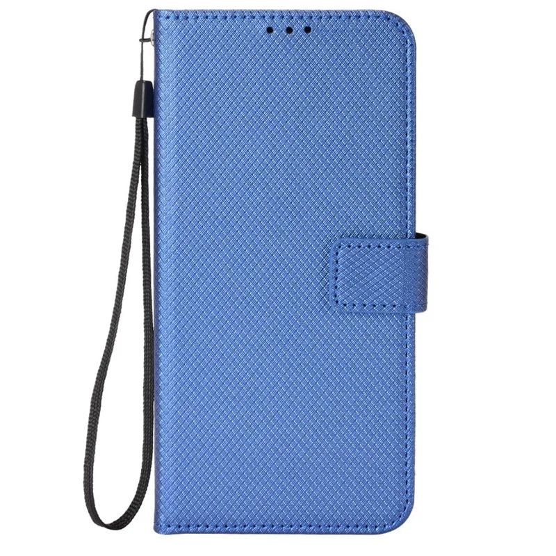 For iPhone 14 Max 6.7 inch Full Protection Diamond Texture Wallet Leather Case Stand Shockproof Phone Cover with Magnetic Clasp - Blue