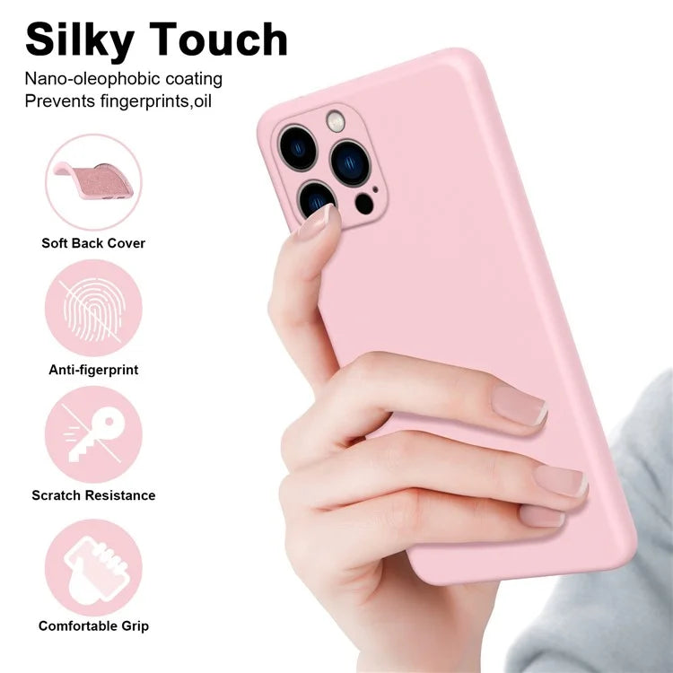 For iPhone 14 Pro Max 6.7 inch Fiber Lining Rubberized Phone Case 2.2mm Thickness Fall Prevention Soft TPU Back Cover - Pink