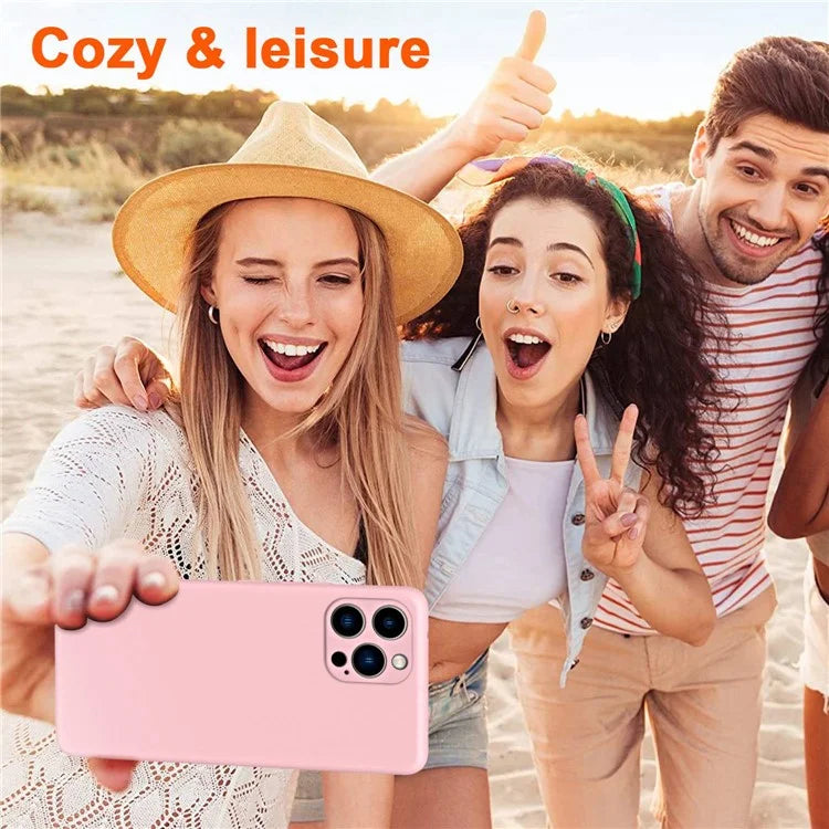 For iPhone 14 Pro Max 6.7 inch Fiber Lining Rubberized Phone Case 2.2mm Thickness Fall Prevention Soft TPU Back Cover - Pink