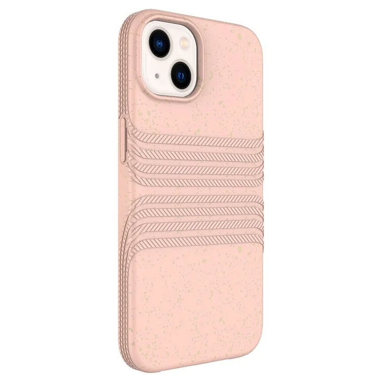 Drop-proof Phone Case For iPhone 14 Plus, Scratch-resistant Fully Biodegradable Wheat Straw + TPU Cell Phone Cover - Pink