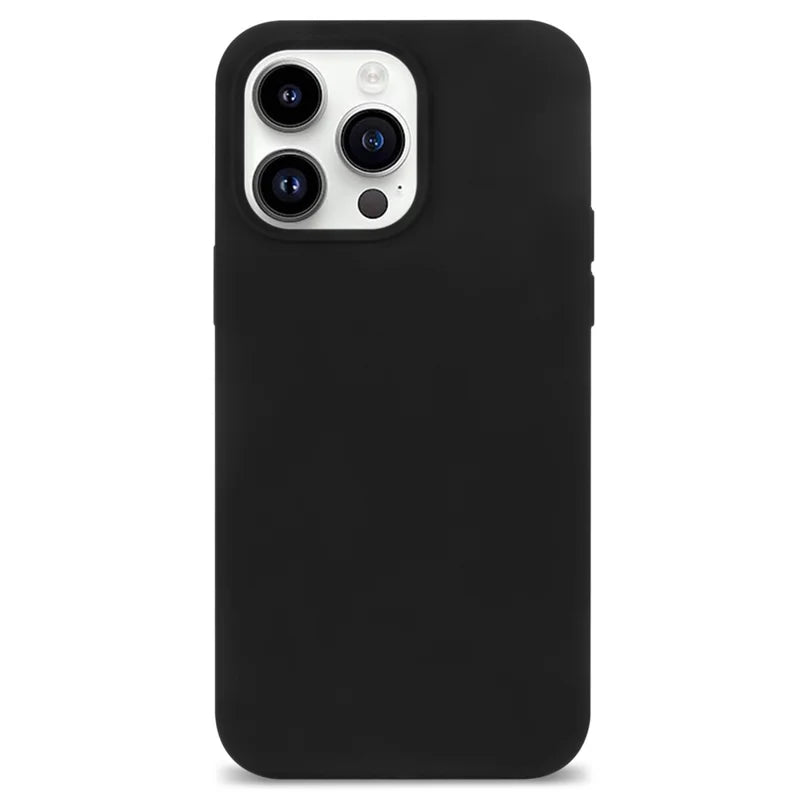 For iPhone 14 Pro Max Solid Silicone Shock-Absorb Case Soft Anti-Scratch Fiber Lining Cushion Shell Phone Cover - Black