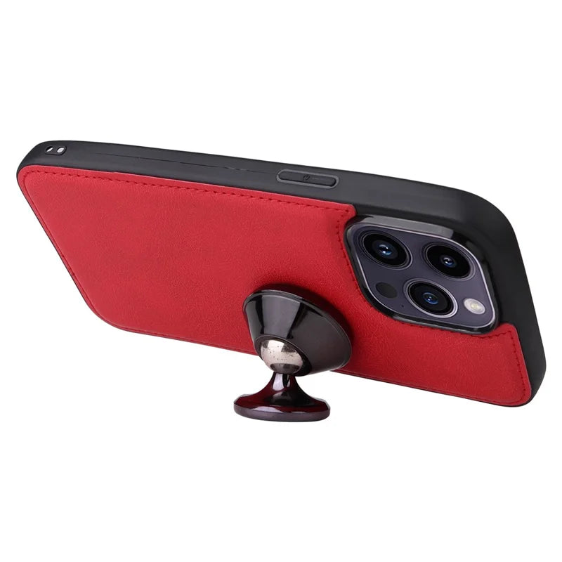 For iPhone 14 Pro Max Case 2 in 1 Detachable Magnetic Leather Wallet Mobile Cover with Strap - Red