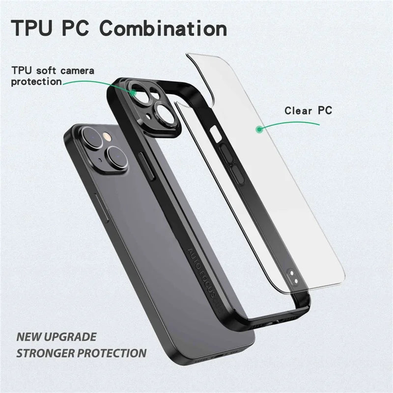 iPhone 14 Plus Cover Shockproof Precise Cutout Lens Protection Hybrid – Transparent/Sort