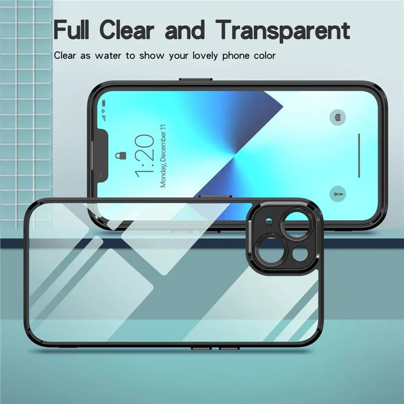iPhone 14 Plus Cover Shockproof Precise Cutout Lens Protection Hybrid – Transparent/Sort