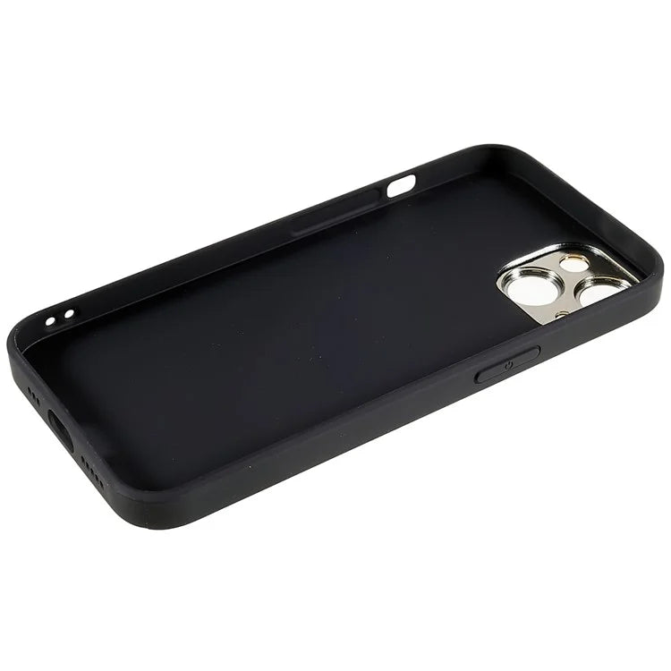 Electroplating Design Phone Shell for iPhone 14 Plus, V-Shape Stitching Line TPU+PU Leather Phone Cover Case - Black